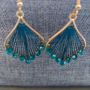 Teal Macrame Beaded Earrings